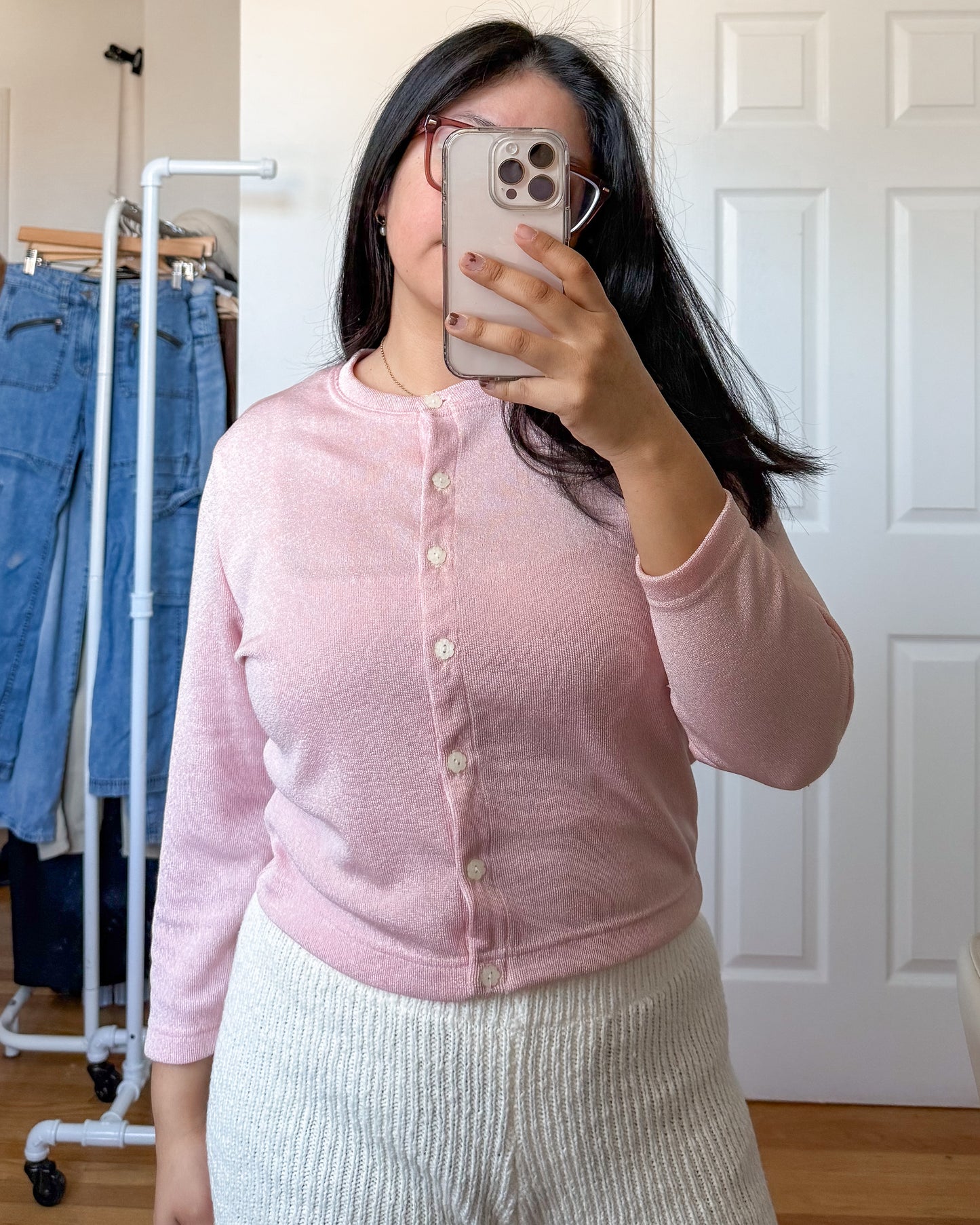Vintage Pink Floral Button Cardigan