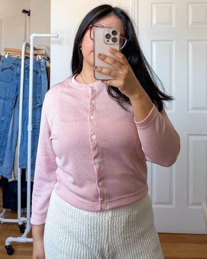 Vintage Pink Floral Button Cardigan