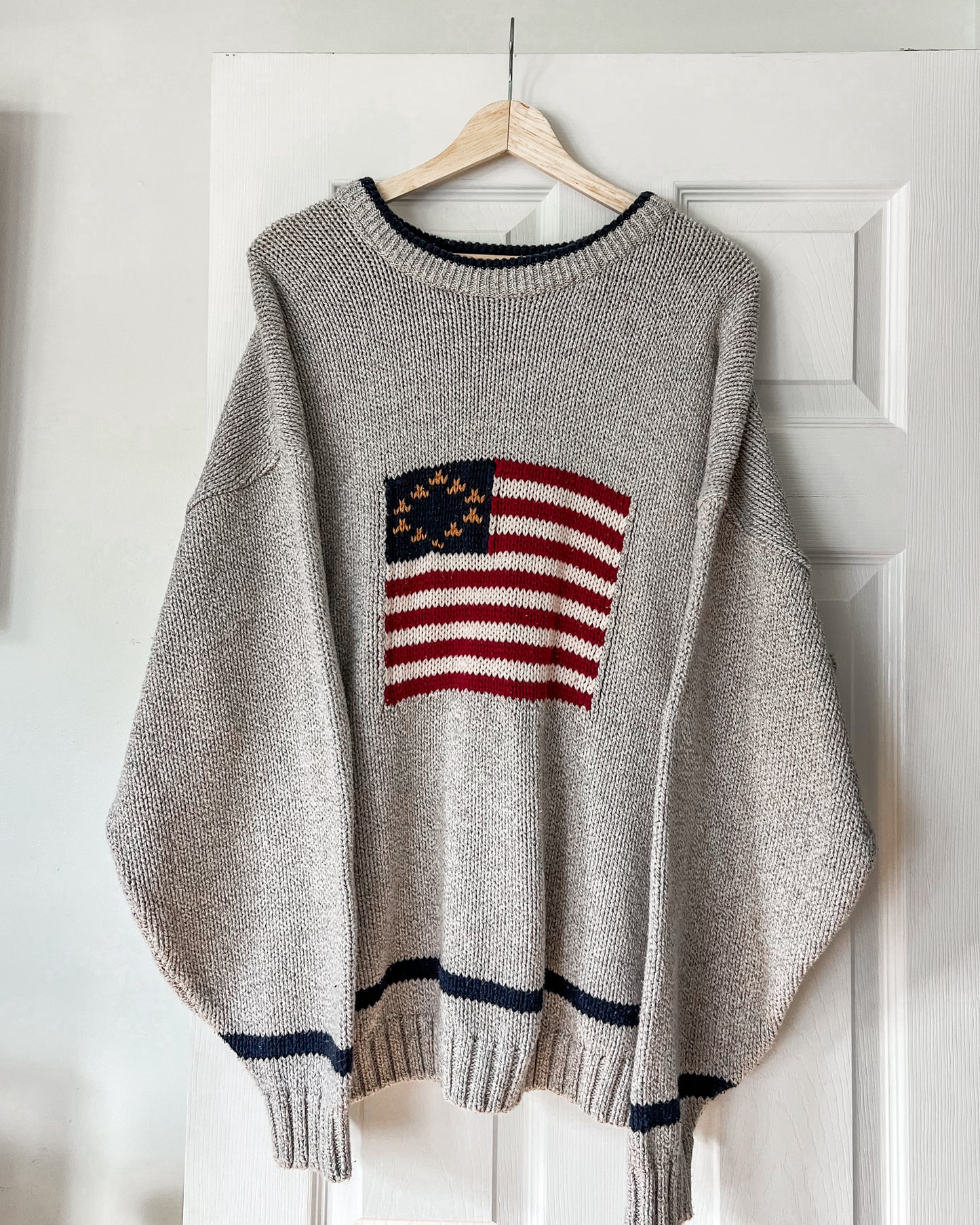 Grey American Flag Knitted Sweater