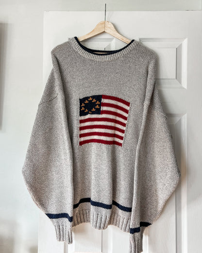 Grey American Flag Knitted Sweater