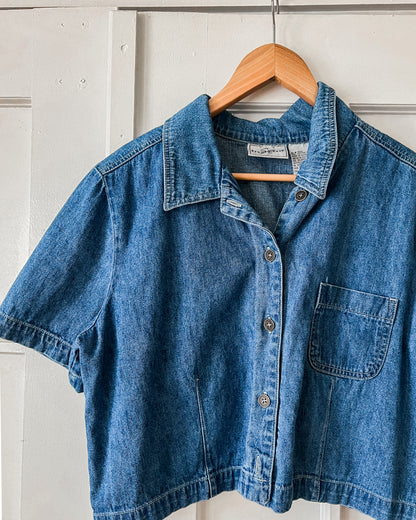 Denim Cropped Button Up