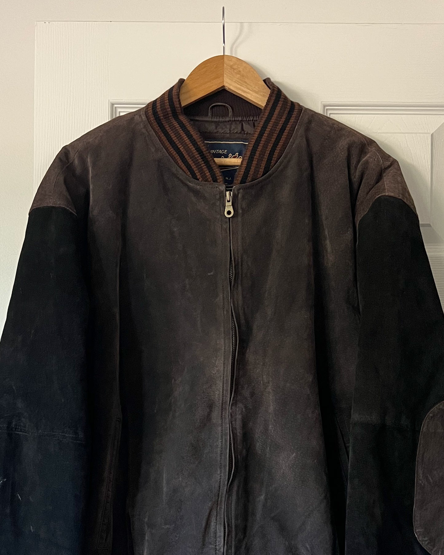 Leather Suede Varsity Bomber Jacket