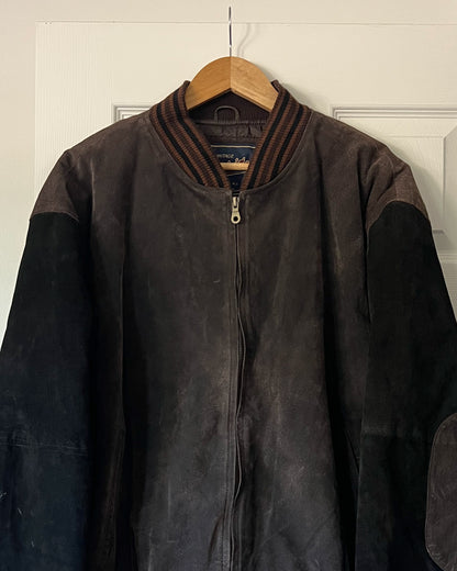 Leather Suede Varsity Bomber Jacket