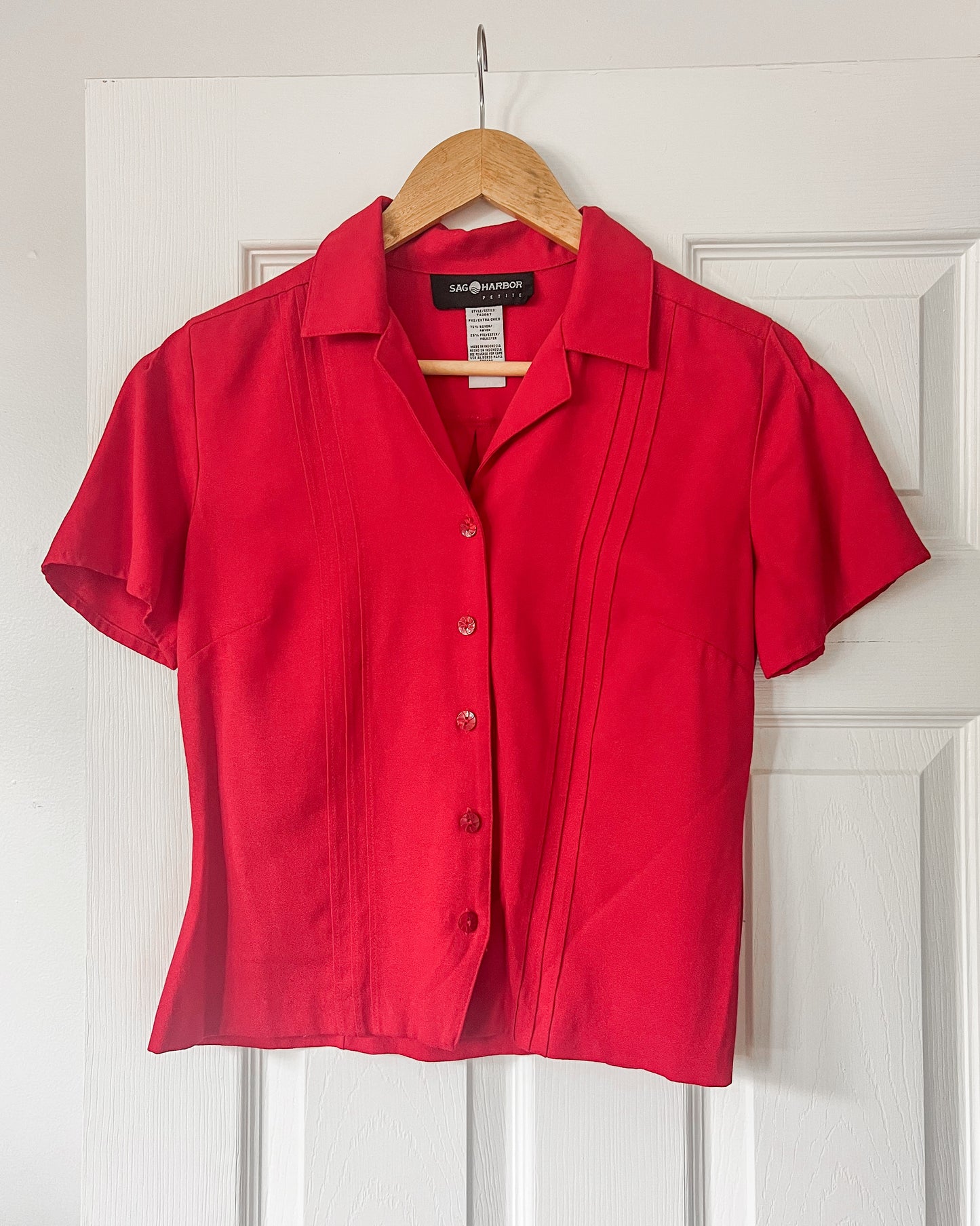 Red Button Up Top