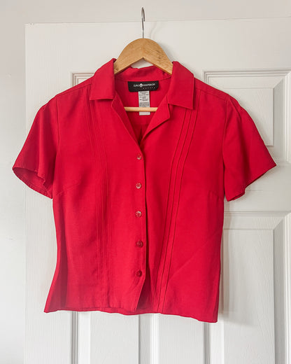 Red Button Up Top