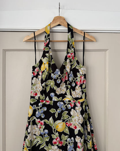 Black Floral Halter Dress