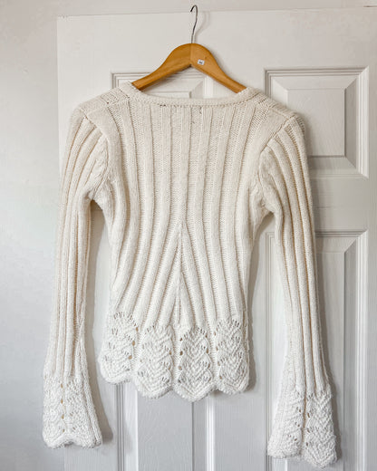 Bell Sleeve Knitted V Neck Sweater