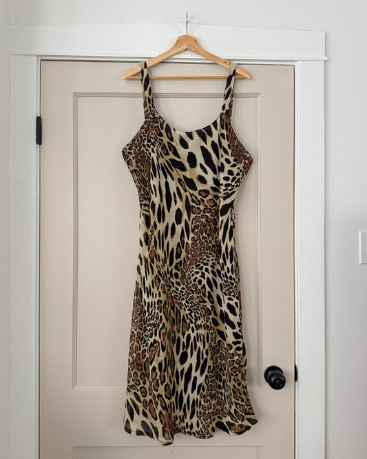Vintage Animal Print Midi Dress