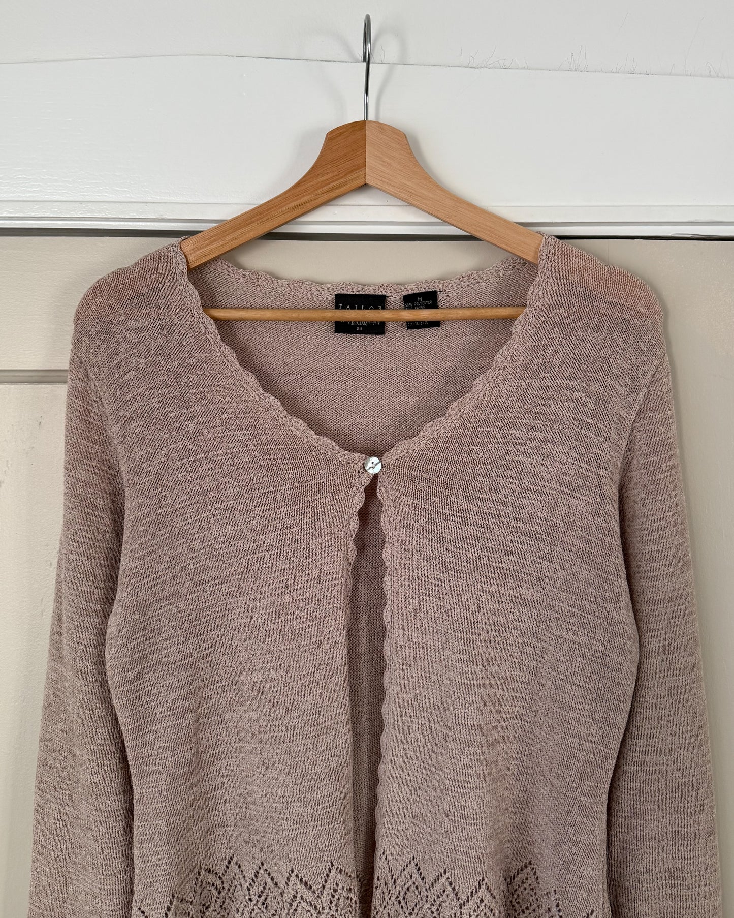 Mesh Cardigan With Scalloped Trim