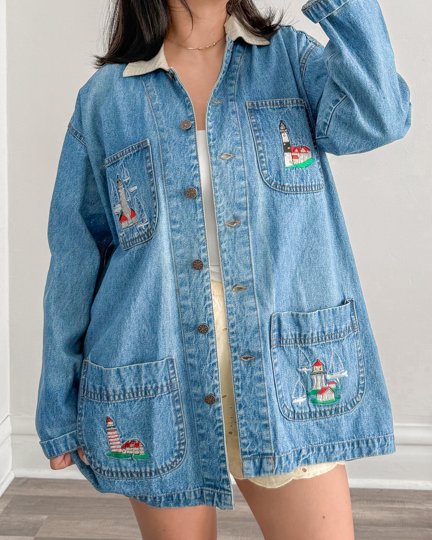 Lighthouse Embroidered Chore Coat
