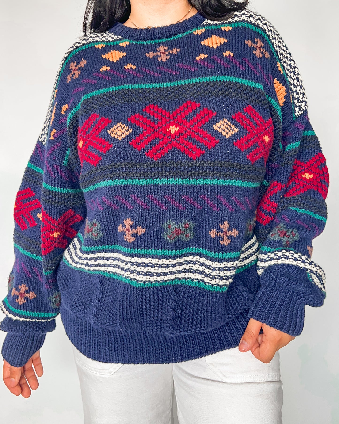 Lands’ End Multi Patterned Knitted Sweater