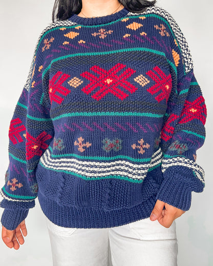 Lands’ End Multi Patterned Knitted Sweater