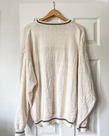 Vintage Embroidered Textured Knitted Sweater