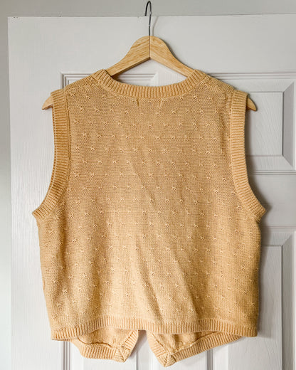 Yellow Knitted Textured Vest