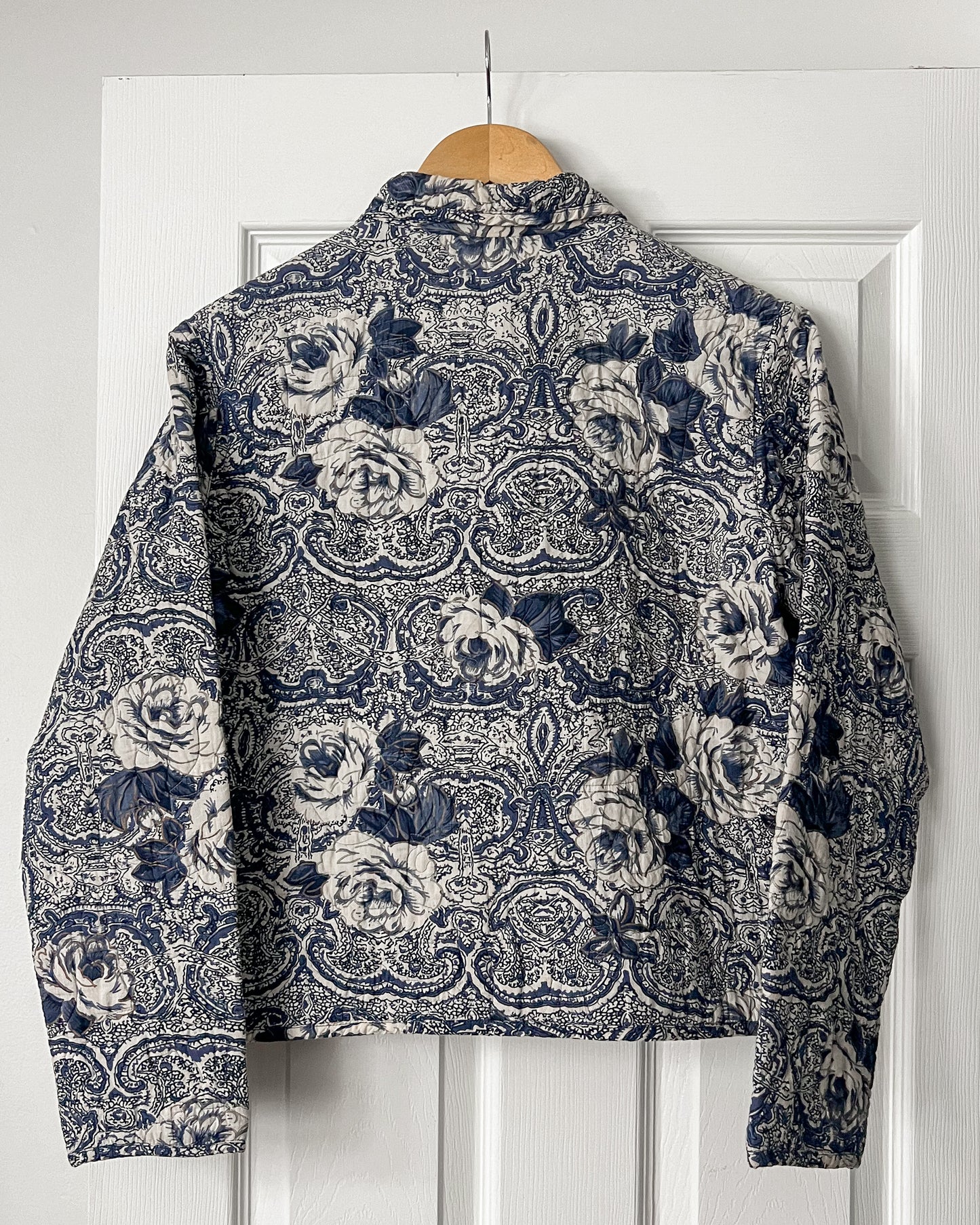Blue Floral Primted Quilted Jacket