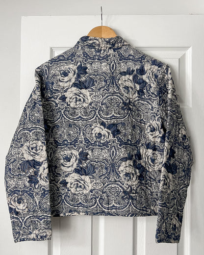 Blue Floral Primted Quilted Jacket