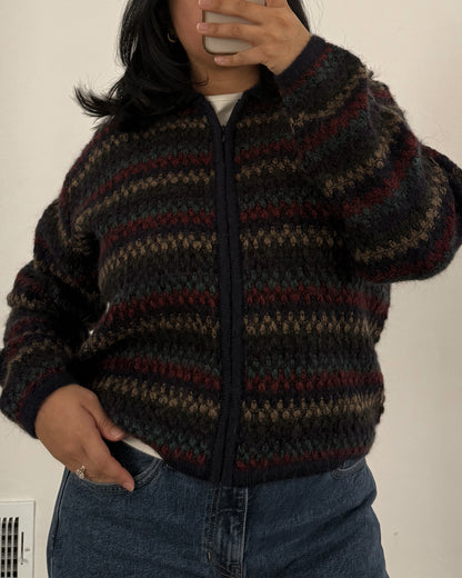 Paul Harris Striped Zip Up Sweater