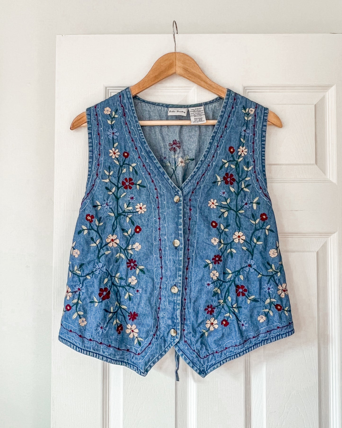 Embroidered Denim Vest