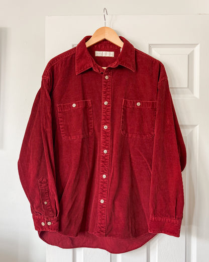Red Corduroy Button Up Shirt