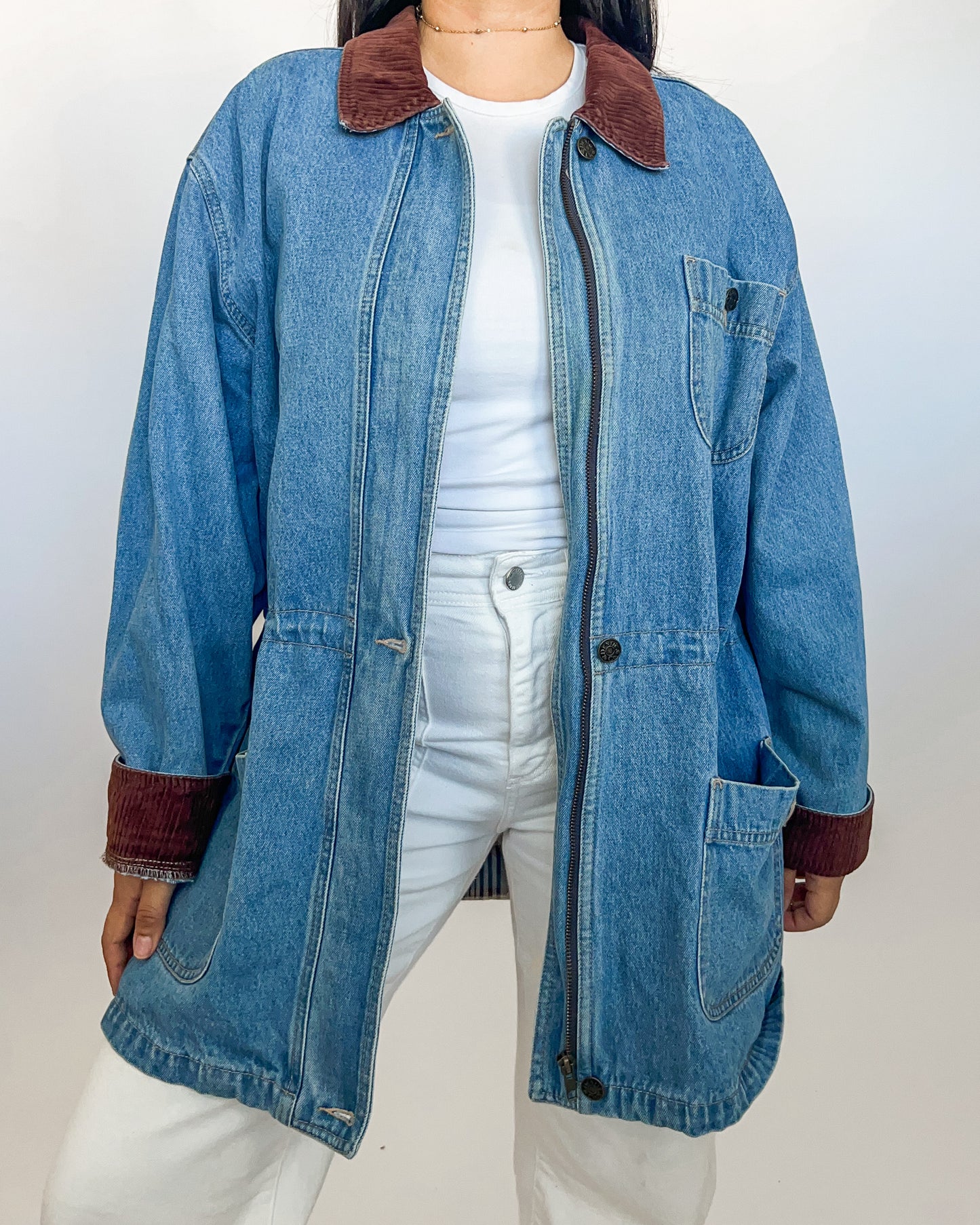 Denim Jacket with Corduroy Collar