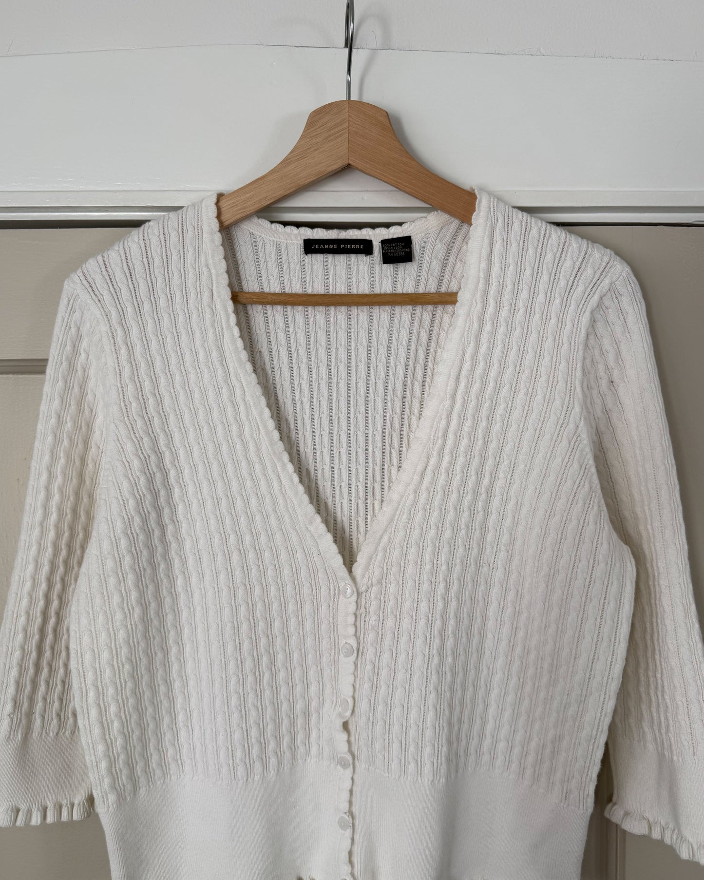 Jeanne Pierre White Cardigan