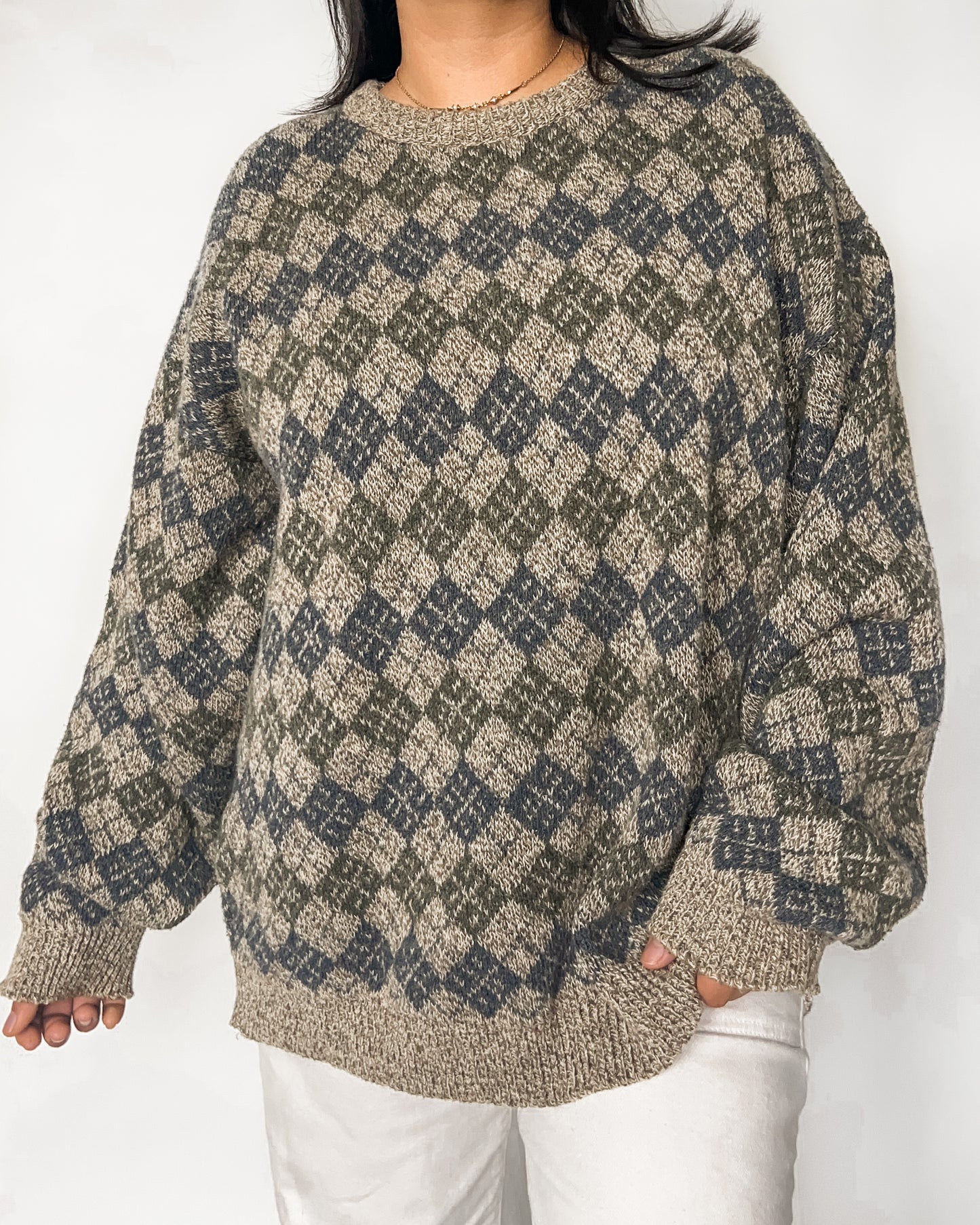 Diamond Patterned Knitted Sweater