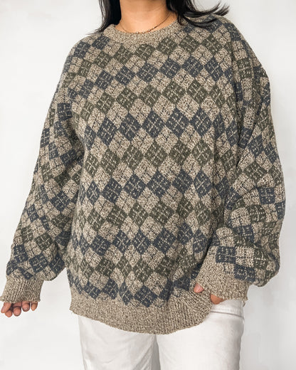 Diamond Patterned Knitted Sweater