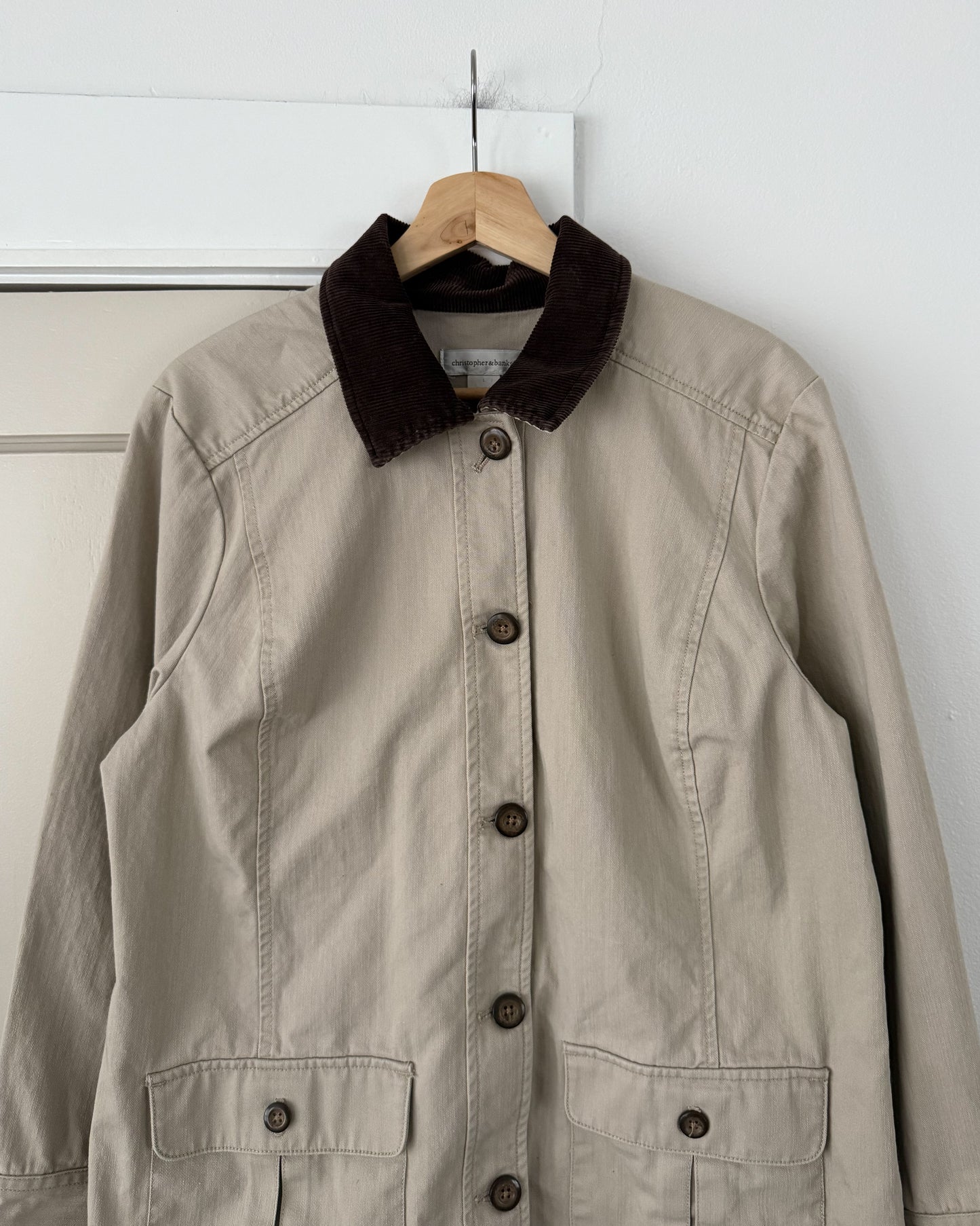 Neutral Corduroy Collar Barn Coat
