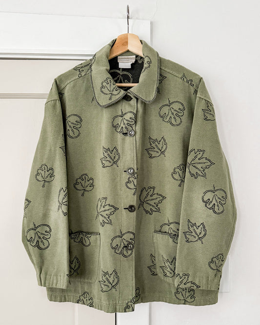 Green Leaf Embroidered Jacket