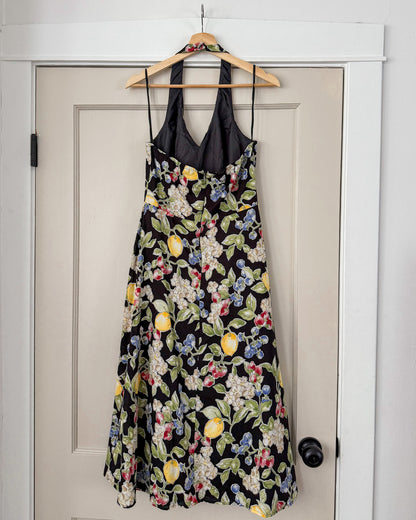 Black Floral Halter Dress