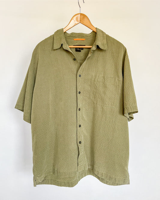 Green Short Sleeve Button Up