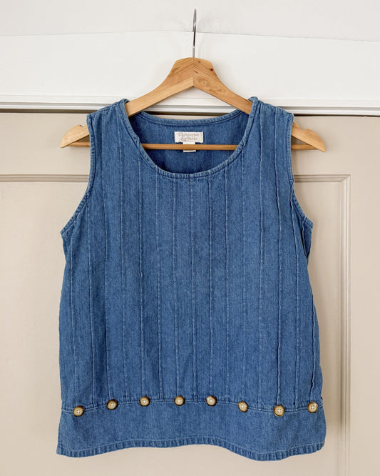 Denim Sleeveless Button Too