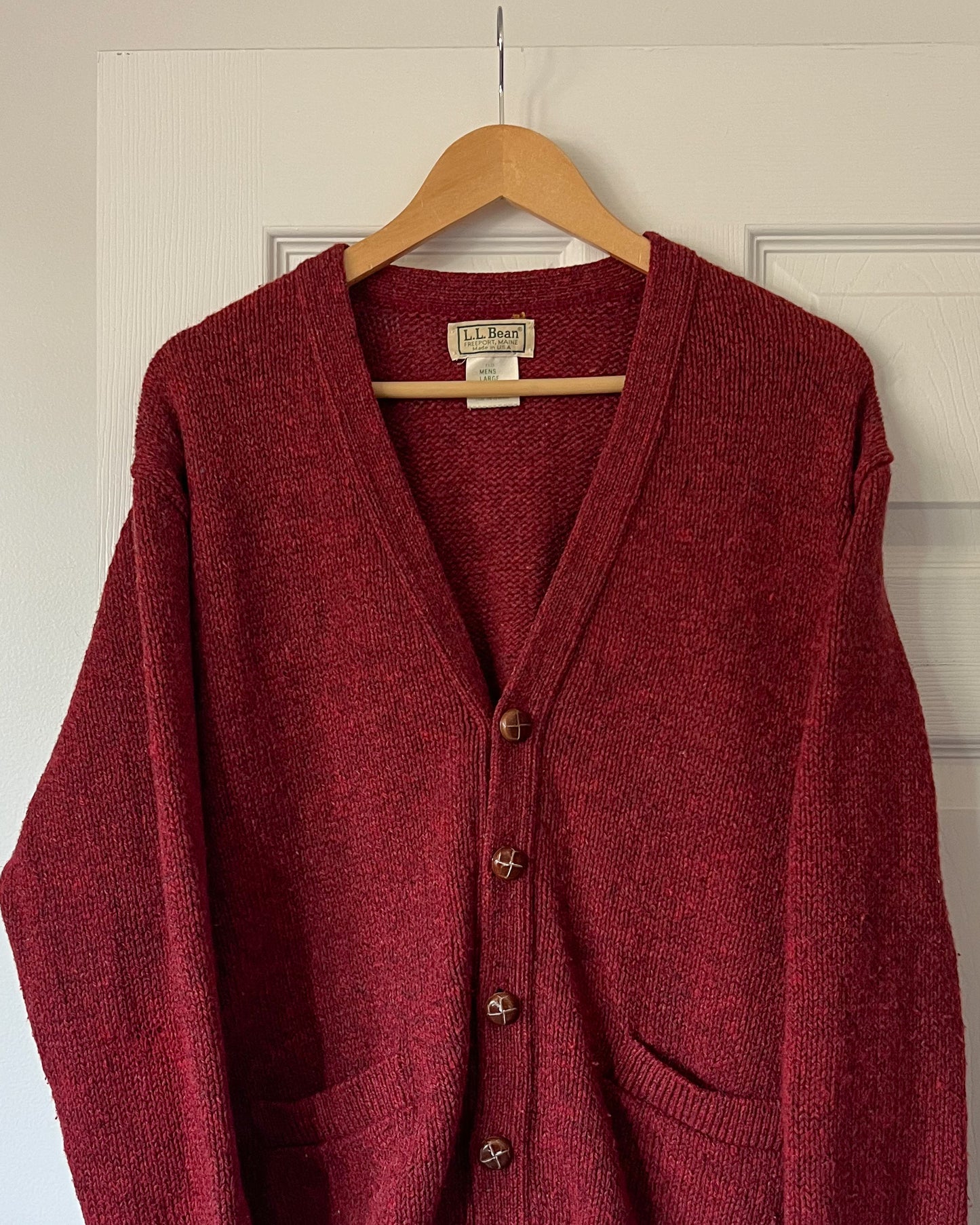 L.L. Bean Red Wool Knitted Cardigan
