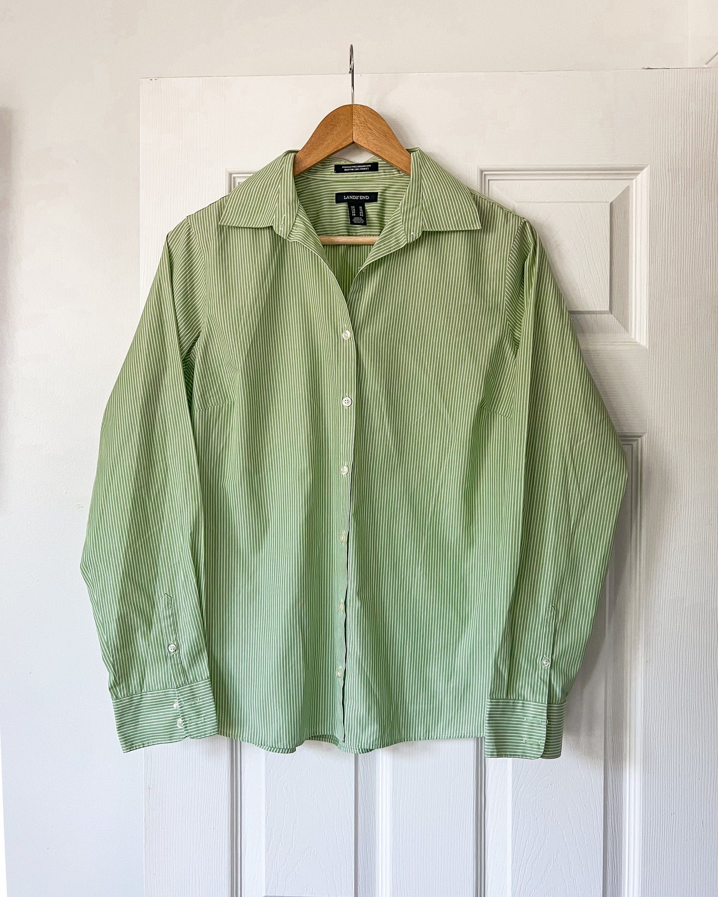 Green Striped Button Up