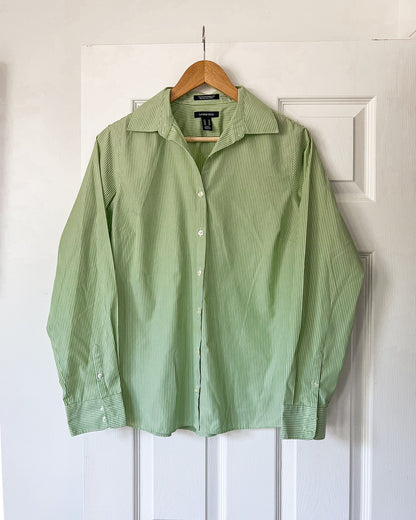 Green Striped Button Up