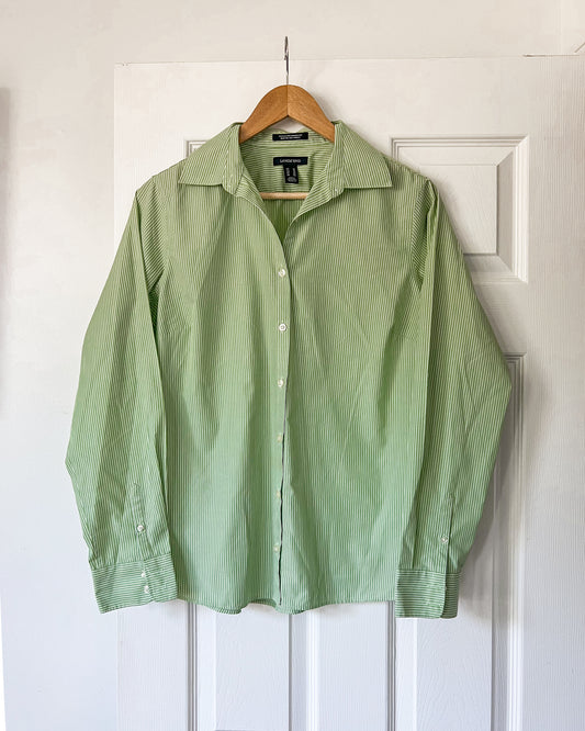 Green Striped Button Up
