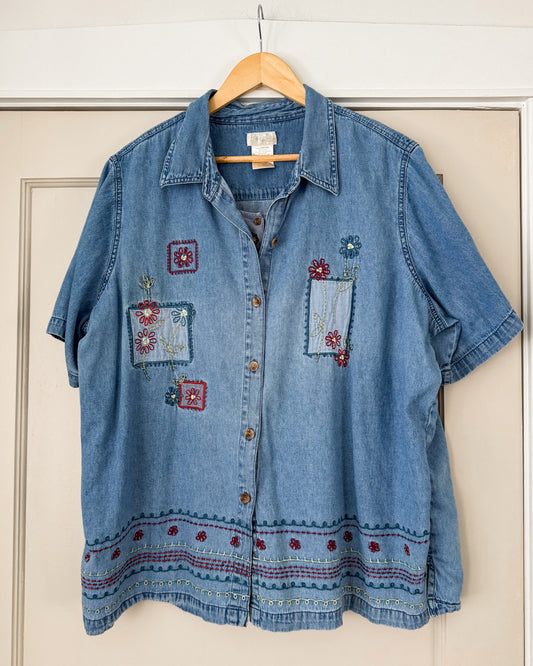 2 in 1 Denim Floral Shirt