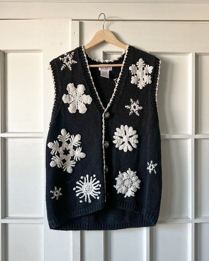 Black Snowflake Knitted Vest