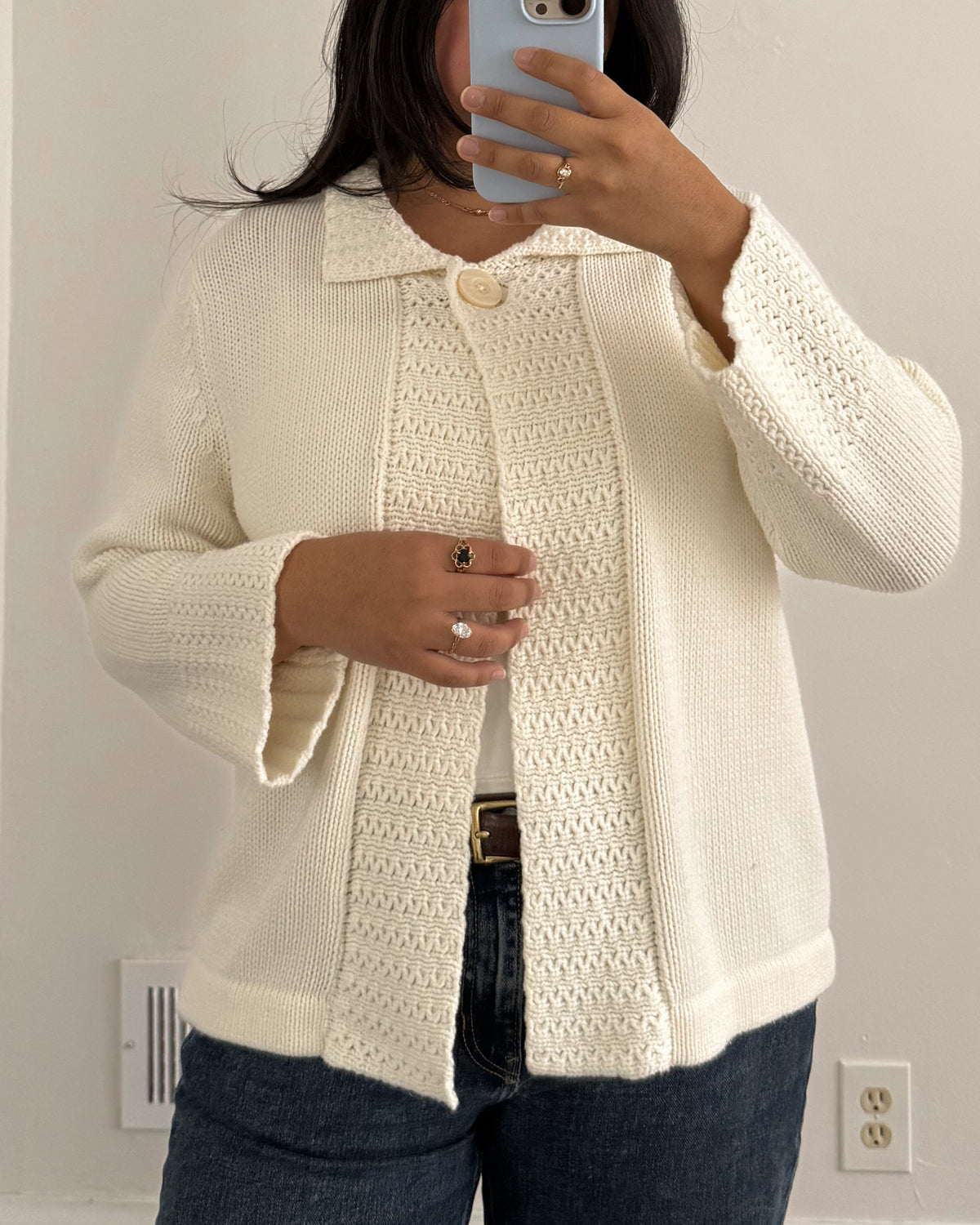 Cream Cape Cardigan Sweater