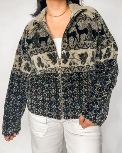 Deer and Leaf Fleece Jacket