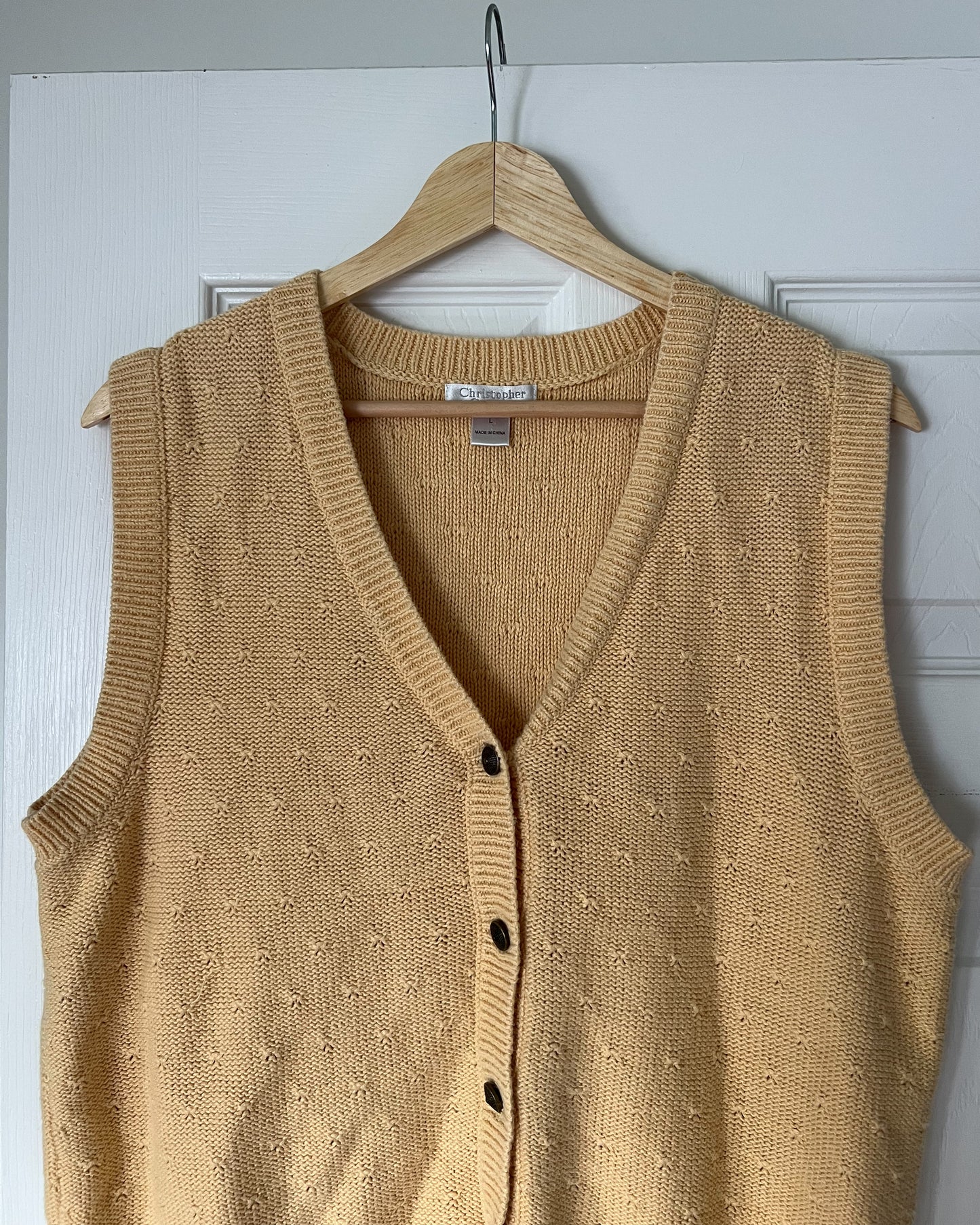 Yellow Knitted Textured Vest