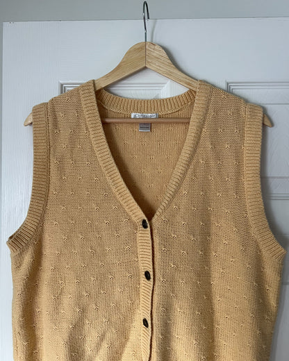 Yellow Knitted Textured Vest