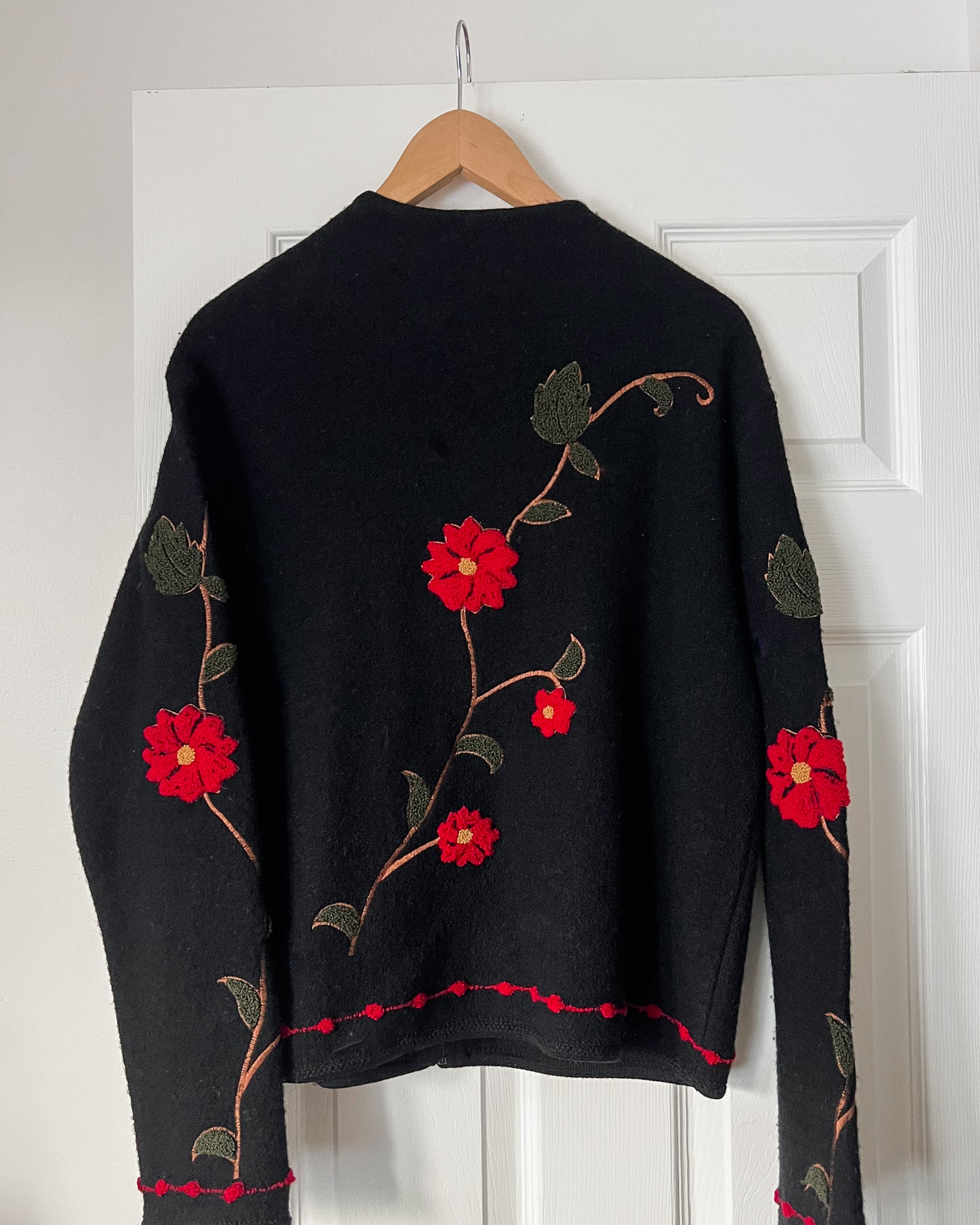 Wool Floral Zip Up Jacket
