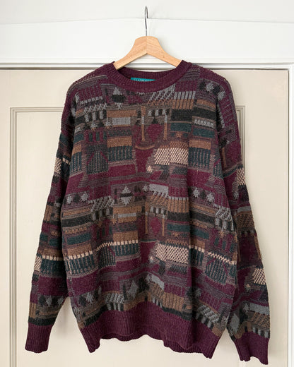 Vintage Multi Pattern Knitted Sweater