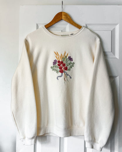 Vintage Floral Embroidered Crewneck
