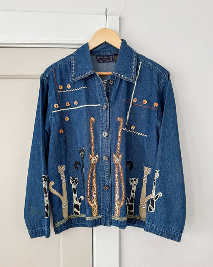 Vintage Life Style Denim Cat Jacket