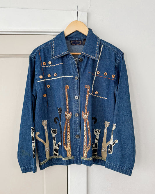 Vintage Life Style Denim Cat Jacket