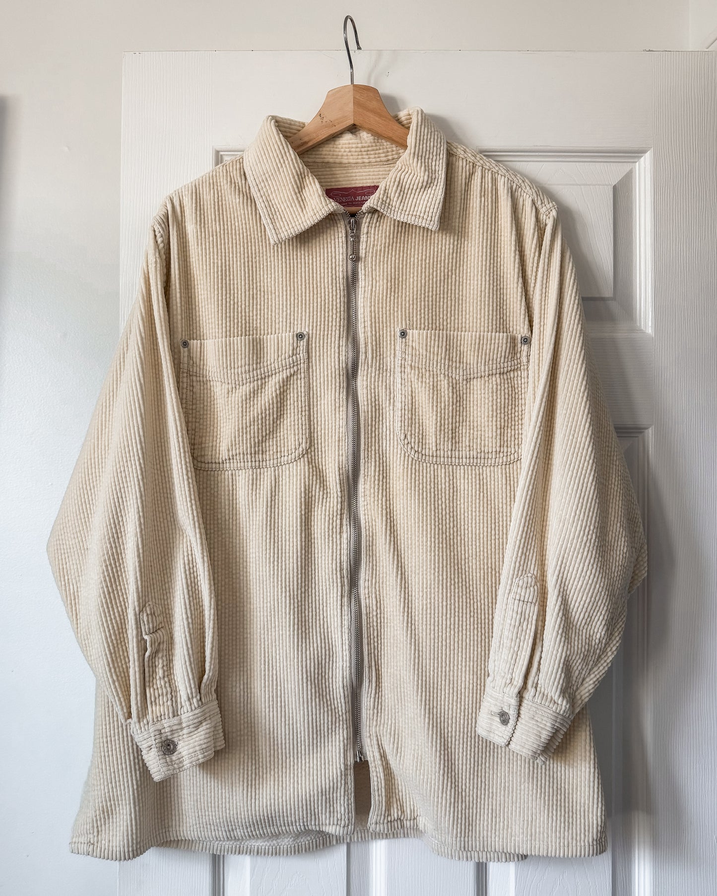 Venezia Cream Corduroy Zip Up