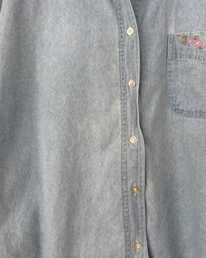 Floral Embroidered Button Down