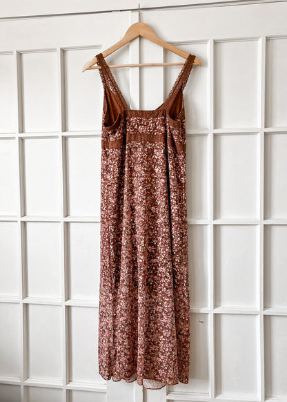 Brown Floral Lace Dress